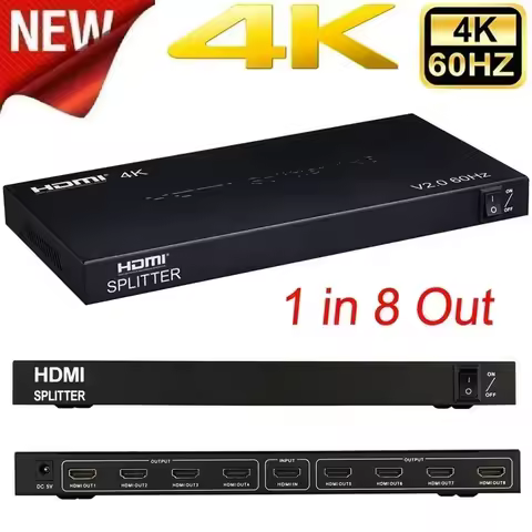 4K 60hz 1x8 HDMI Splitter 1 IN 2 4 6 8 Output 1x2 1x4 HDMI Splitter HDMI 2.0 Video Converter 1080P f