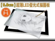 中億~【0.8cm】超薄【A3/B4專用】LED發光式描圖板/透寫台、超高亮可調光型、可依個人需求調整光線強弱、超方便