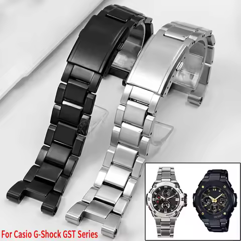 High quality metal Stainless steel watch chain strap For Casio GShock GST-B100 410 W100 S110 120 W30