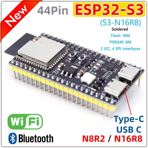 ESP32-S3-DevKitC-1 Bluetooth 2.4G Wifi Module Development Board for Arduino 16MB FLASH 8MB PSRAM 44P