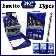 Emetto 13pcs Inches Drill Bit Set 1.5mm to 6.5mm