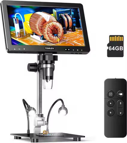 TOMLOV DM9 Max 10.1" HD IPS HDMI Digital Microscope 1500X 20MP Coin Microscopio Magnifier Soldering 
