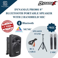 DYNAMAX PRO801 8" Bluetooth Portable Speaker Dynamax PRO800A / PRO800 UPGRADE Model