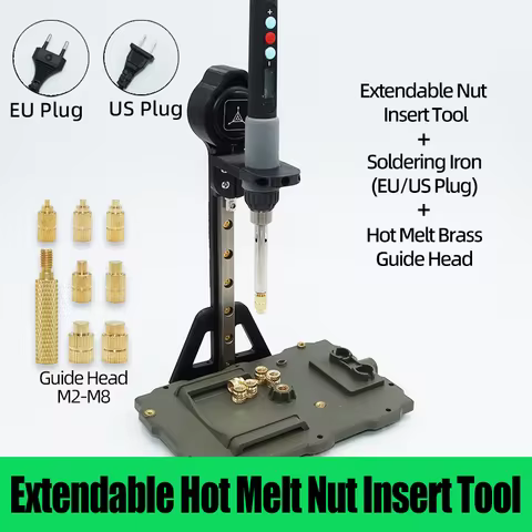 Brass Insert Nut Press Tool Stealth Press Digital Temp Adjustment 60W Soldering Iron Tip Heat Inject