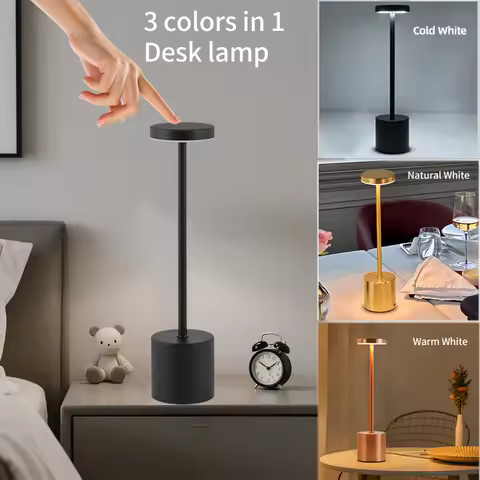 3 Colors in 1 Lamp LED Table Lamp Touch Switch Type C Rechargeable Bedside Night Light Portablefor C