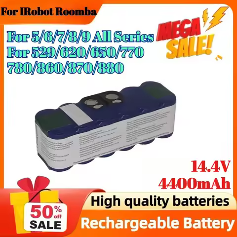 14.4V 4400mAh Battery for IRobot Roomba 5/6/7/8/9 All Series for 529/620/650/770/780/860/870/880 Ele