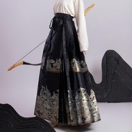 【Hanfu】Women Black Traditional Hanfu Classic Chinese Style Horse Face Length Skirt【BT240229】