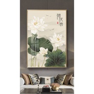 Elegant decorative white lotus wall canvas painting - 60 x 90 cm