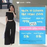 DOTTIE - Quần ống rộng lưng liền - Đen - Q0400