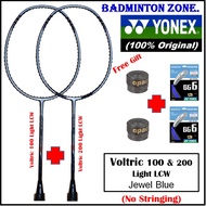 Yonex Voltric 100 + 200 (Light LCW Jewel Blue) (5U) + Free Gift Badminton Racket