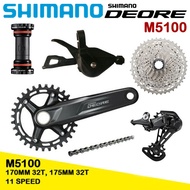 SHIMANO DEORE M5100 Groupset 1X11 Speed MTB จานหน้า M5100เปลี่ยนเกียร์ด้านหลังห่วงโซ่ HG601คาสเซ็ตซั