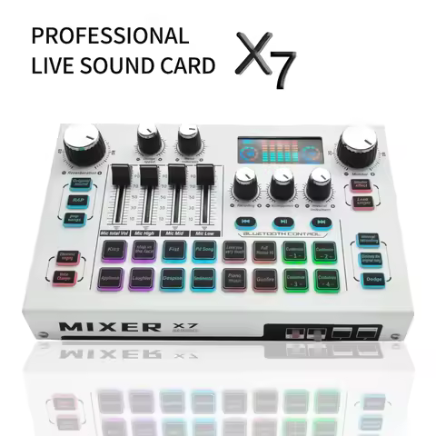 FUHAM X7 Live Sound Card Audio Interface Voice Changer DJ Mixer Effect Processor for PC Streaming