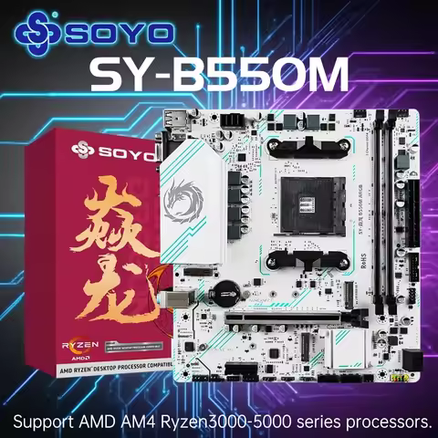SOYO AMD B550M Gaming Motherboard USB3.1 M.2 Nvme Sata3 DDR4 Dual Channel Supports RYZEN R3 R5 R7 30