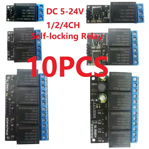 10PCS 5V 12V 24V 1 2 4CH Flip-Flop Latch Relay Module Bistable Self-locking Trigger Switch Board SL2