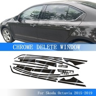 Glossy Black Chrome Delete Window Trims For Skoda Octavia 2015-2019