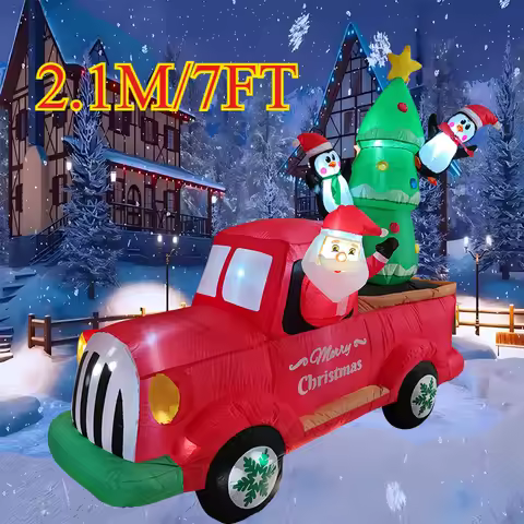 Inflatable Toys Santa Christmas Tree Truck Christmas Decorations 2.7M/8.8FT Built-in LED Lights Holi
