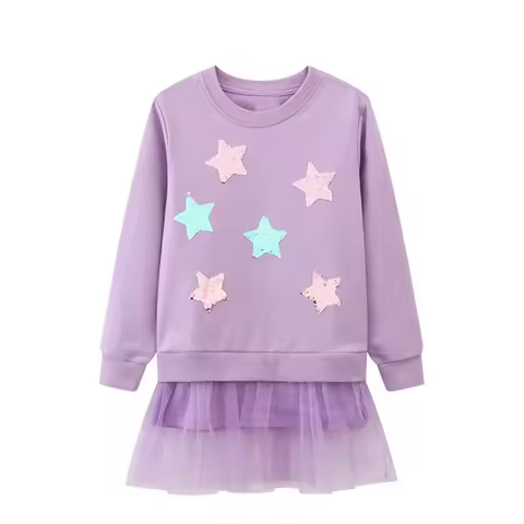 Jumping Meters 2-7T Stars Beading Princess Girls Dresses For Autumn Spring Long Sleeve Party Girls C