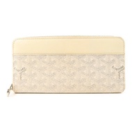GOYARD 塗層帆布/牛皮皮革Matignon GM Wallet銀扣拉長鏈錢包