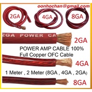 POWER AMPLIFIER CABLE 100% COPPER OFC CABLE 1 METER (8GA / 4GA / 2GA)