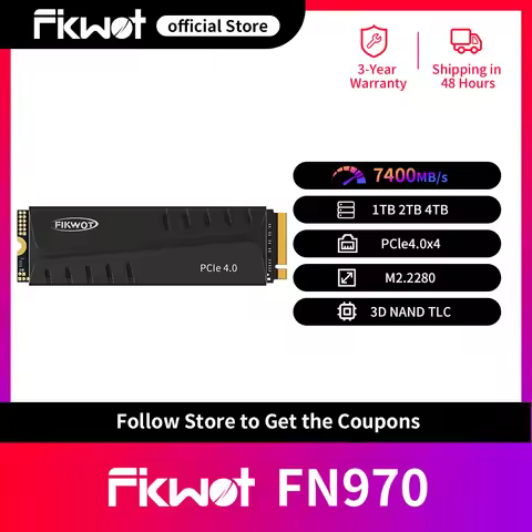 Fikwot FN970 SSD with Dram Cache Heatsink 512GB 1TB 2TB 4TB PCIe4.0 7400MB/s M.2 NVMe Internal Solid
