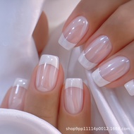 White French Gradient Wearable Nails Nails Simple Short Style White Fake Nails Wearable Nails Nails 