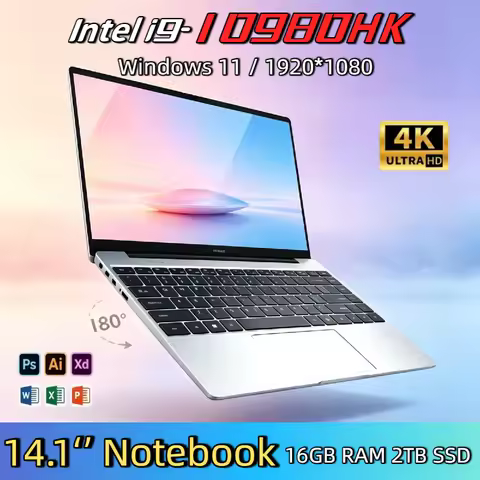 Windows 11 Pro 14.1 Inch Intel Core i9 10980HK Laptop 32GB DDR4 2TB SSD Gaming Office PC Gamer Porta