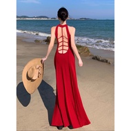 Sexy Rose red maxi dress