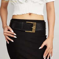 CYBERSYNC Wide Waist Belt, Pin Buckle Y2K Metal Buckle Wide Belt, Fashion Solid Color Goth American 