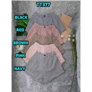 TT376 TT377 -TALENT  M'SIA Ready Stock Women Short Pant Casual Pant Back Elastic TALENT 格子休闲短裤