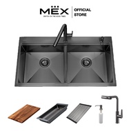 MEX ร่น ST982GM อ่างล้างจาน 2 หลุม สเตนเลส สตีล AISI 304 สี Grey Metal