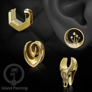 Brass Ear-tunnel Earrings brass Plug Piercing Many Design Options Size 8-25mm