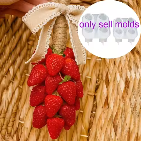 Silicone Molds for Making Strawberry-Shaped Soap,Strawberry Soap String Molds,Four-In-One Scented Ca