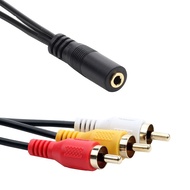 3.5mm 4 Conductor Female to 3 RCA Male L/R Audio & Video Adapter Cable 34cm