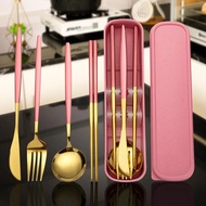 Stainless Steel Cutlery Set with Storage Box, 4-Piece Portable Reusable Cutlery Set, Suitable for Ho