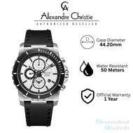 [Official Warranty] Alexandre Christie 6141MCLSSSL Leather Strap 44.20mm Men's Chronograph Watch 614