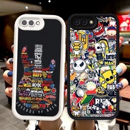 N60 Fashion Rock Band Black White Silicone Casing for Realme C2 C2s OPPO A5 A3s A12e A1K Case
