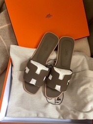 全新愛馬仕Hermes H拖鞋 (Oran Sandal) 大象灰 37號