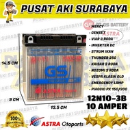 ACCU ORIGINAL GS ASTRA 12N10 3B AKI MOTOR 3 RODA TOSSA VIAR NOZOMI KAISAR STROM IKAN GENSET THUNDER