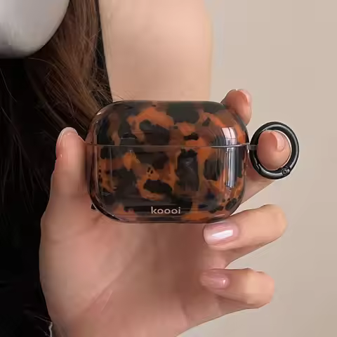 Cool Tortoiseshell Amber IMD Glossy Case For AirPods 4 Pro 2 AirPod 3 Wireless Bluetooth Earphone Ch