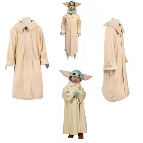 Alien Cosplay Yoda Baby Hat Costumes Halloween Mandalorian Robe Kids Cloak Children Clothing Boys Gi