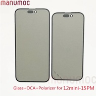 5PCs front screen outer glass with OCA polarizer for iPhone 13 14 Pro Max 15 LCD display repair repl
