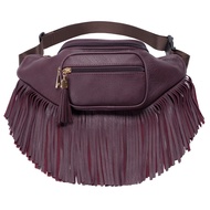 Solene Fringe Waist bag for women with Multi Zipper Pockets