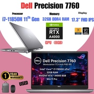 GAMING-NVIDIA RTX A4000 (8GB) Dell Precision 7760 i7-11850H  vPro 11TH GEN 64GB RAM DDR4 1TB M.2 NVM