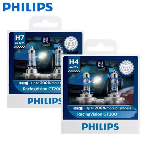 Philips Racing Vision GT200 H4 H7 12V +200% Brighter Light Car Halogen Headlight Original Auto Lamps
