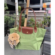 100% Authentic Longchamp Women bags Le Pliage Original Dumpling bag 2605089P77 Small Size Long handle Nylon Shoulder Bag folded Shopping Bag Green color made in France