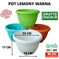 Pot Bunga Tanaman Gentong Lemony 25 Guci Besar Jumbo Pot Plastik Warna