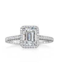 925 Sterling Silver 2ct Emerald Cut Moissanite Engagement Ring for Women D Color VVS Bridal Wedding 