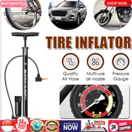 SG Local Stock |160 PSI Bicycle Pump High Pressure &Baromete Bike Air Pump Inflator Schrader Valve F