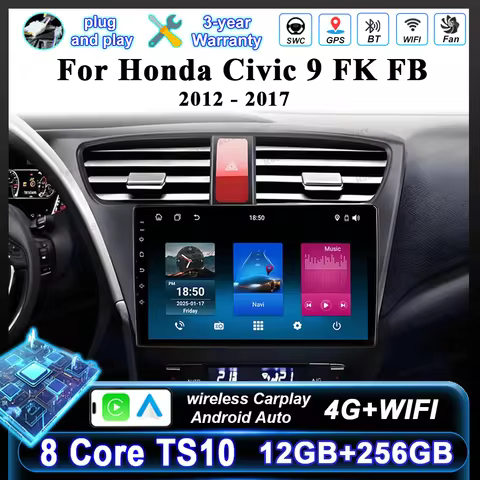 Car DVD Android 16 GPS Navigation For Honda Civic 9 FK FB 2012-2017 Auto Radio Stereo Multimidia Vid