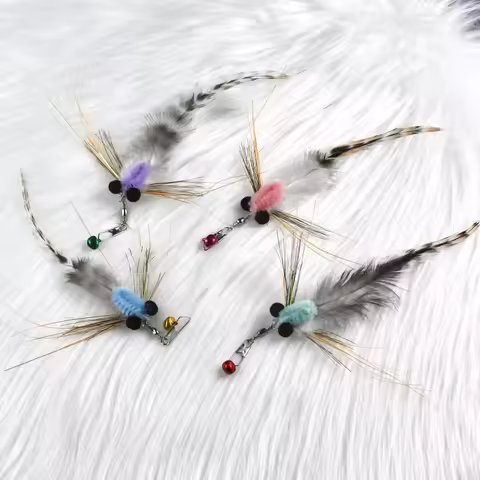 3pcs/4pcs Simulation Small Flying Insects Replacement Head for Cat Teaser Stick Fun Pet Toys